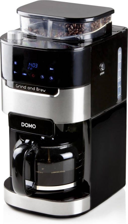 Domo DO721K Koffiemachine met bonenmaler 'Grind & Brew' Instelbare grofheid Permanente filter RVS Zwart