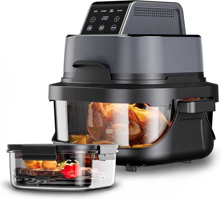 Sensova Airfryer Multifunctionele Heteluchtfriteuse met Easy View Vensterglascontainer Hi-Fry Technologie voor Gezond Frituren Zonder Olie Krachtige 1500W Airfryer voor Bakken Grillen en Roosteren Gebruiksvriendelijk en Veelzijdig