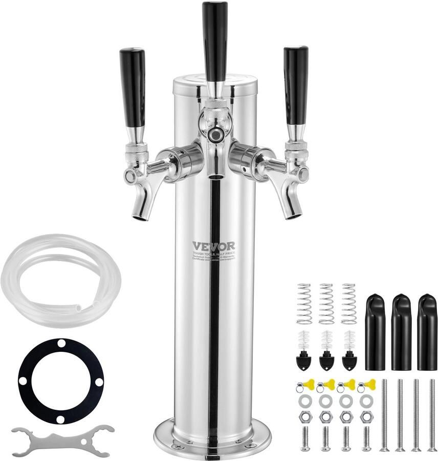 Donemore biertap toren tapbier dispenser 3 taps kraan RVS zelfsluitend zilverkleurig 17 5 x 11 5 x 43 5 cm 2 7 kg