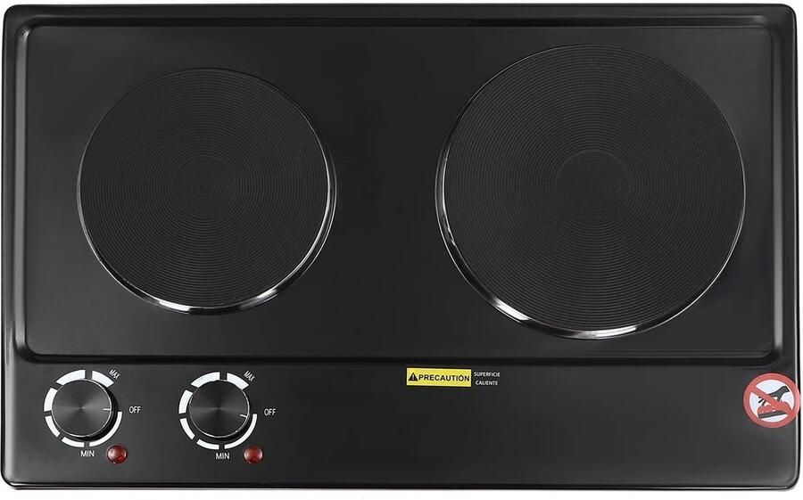 Donemore – elektrische kookplaat – dubbele kookplaat – 2500W vermogen – knopbediening – 6 standen – zwart – 50 x 31 7 x 7 cm – 4 kg