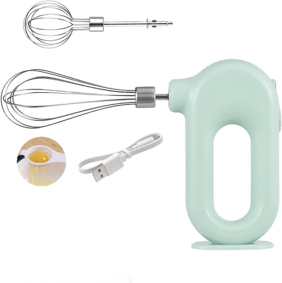 Draadloze Handmixer Elektrische Mini USB -oplaad 1500 MAh Egg Beater 4 Verstelbare Mini -Handmixer en Draagbaar met Ronde Handgreep voor Comfortabel Gebruik (GREEN)