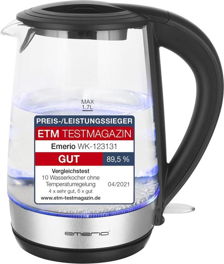 Draadloze Waterkoker van Borosilicaatglas met LED Verlichting