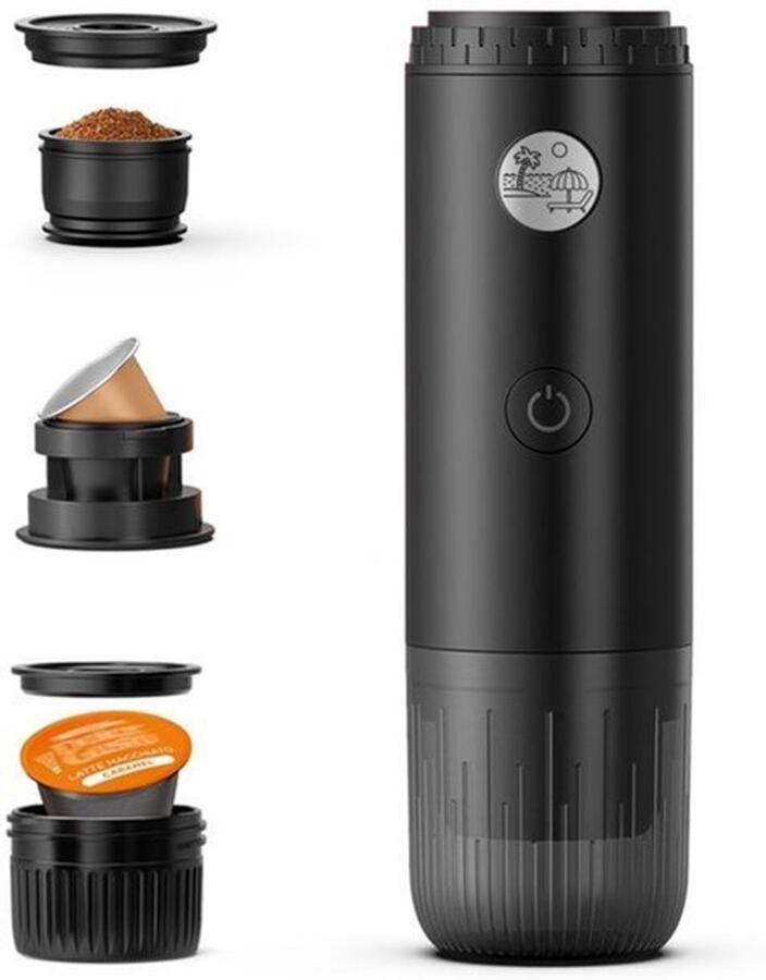 Draagbaar espressomachine 3-in-1 voor & capsules en koffiepoeder koffiezetapparaat met verwarmingsfunctie 20 bar druk USB-C-accu ideaal voor reizen en kamperen met standaard