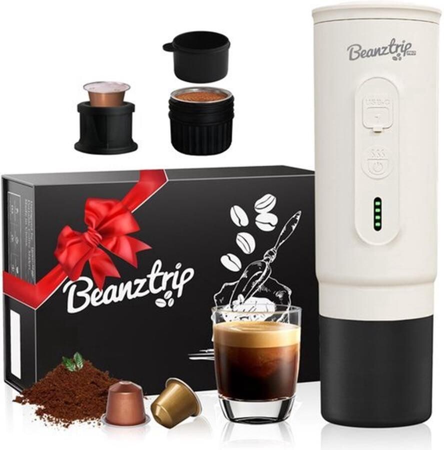 Draagbaar espressomachine met accu 20 bar compatibel met NS-capsules en gemalen koffie mini-campingkoffiezetapparaat met zelfverwarming geschenkdoos