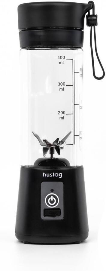 Draagbare Blender Smoothiemaker 180W 6 RVS Messen 470 ml USB-C & USB-A Oplaadbaar Veiligheidssluiting Compact Met Handvat Krachtig voor Smoothies en Proteïneshakes Zwart