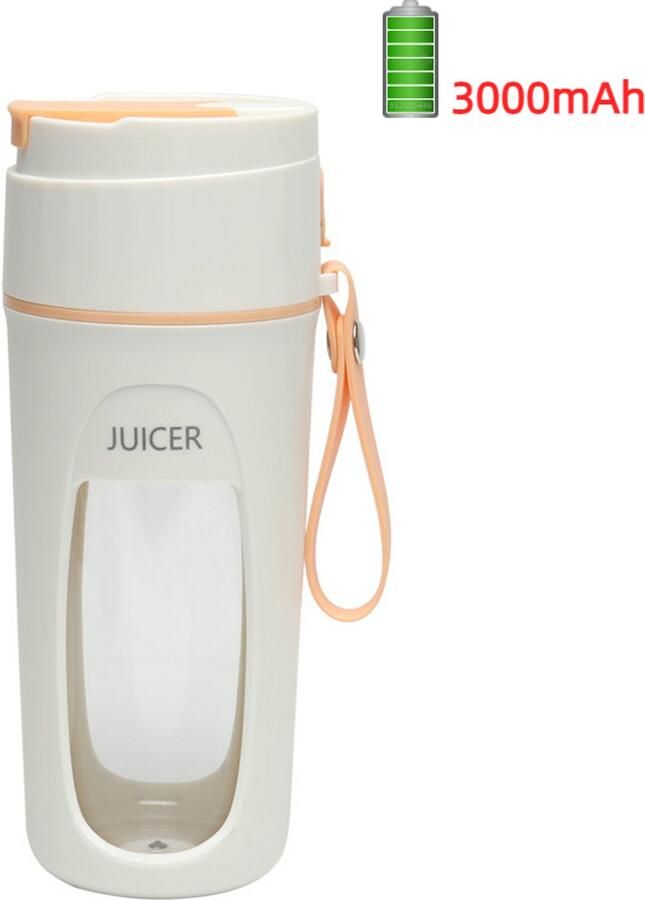 Draagbare Blender Smoothiemaker Mini Blender Oranje 3000 mAh Oplaadbare Accu 8 Messen Vermogen tot 200 W Inhoud Onder 500 ml Ronde Oplaadpoort Voor Smoothies en Onderweg