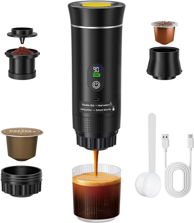 Draagbare Elektrische Espressomachine 80ml Zwart