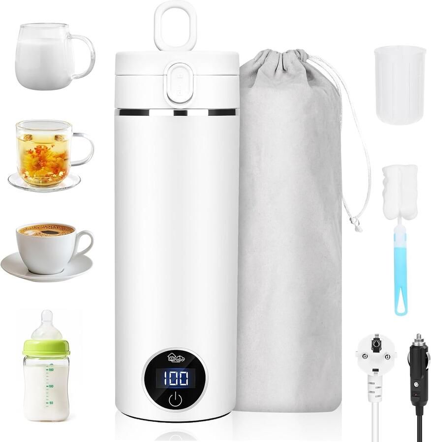 Draagbare Elektrische Waterkoker Zilver 450 ml Roestvrij Staal Voor Thee en Koffie
