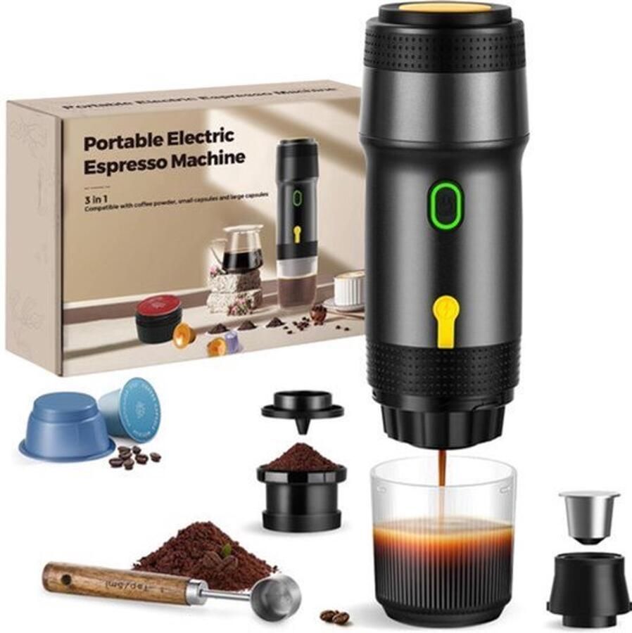 Draagbare Espressomachine 3-in-1 20BAR Druk 60 ml Inhoud Roestvrij Staal Voor Reizen En Kamperen