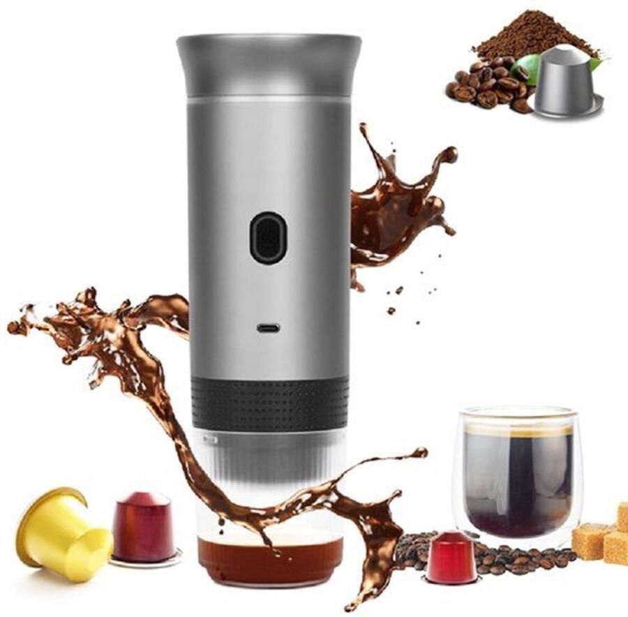 Draagbare espressomachine 3-in-1 koffiezetapparaat met zelfverwarming koffiezetapparaat voor NS-capsule en gemalen koffie voor reizen draagbare expressomachines voor thuis camping auto wandelen