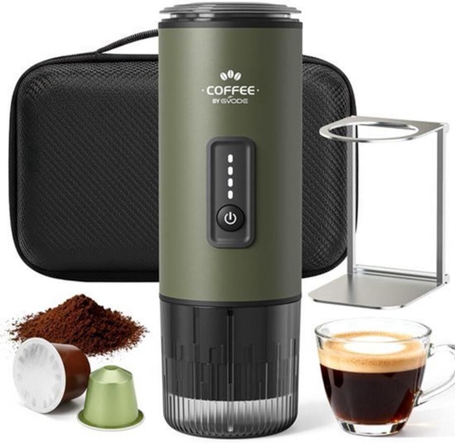 Draagbare Espressomachine 50 ml Groen 20 Bar Druk Kunststof Metaal RVS Voor Camping En Reizen