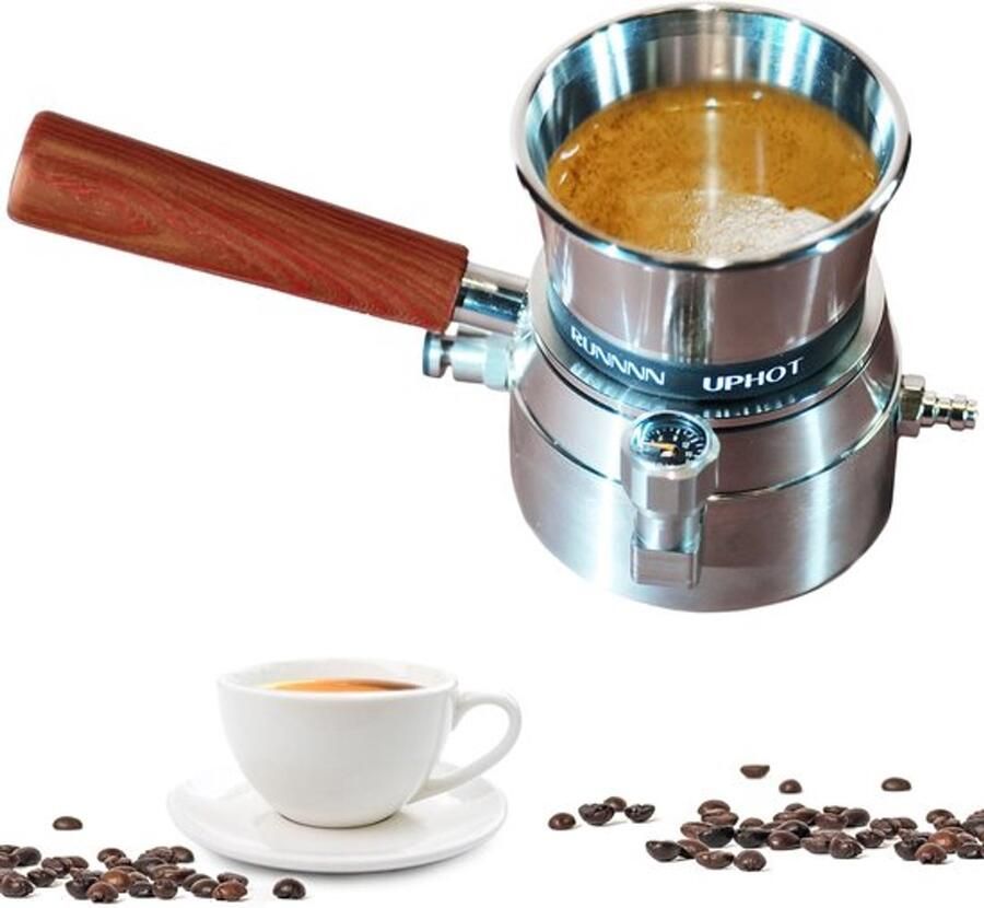 Draagbare espressomachine alleen maker 9 bar pneumatische handmatige espressomachine zonder elektriciteit compact roestvrij staal voor reizen en buiten (zilver alleen R-H-Maker)