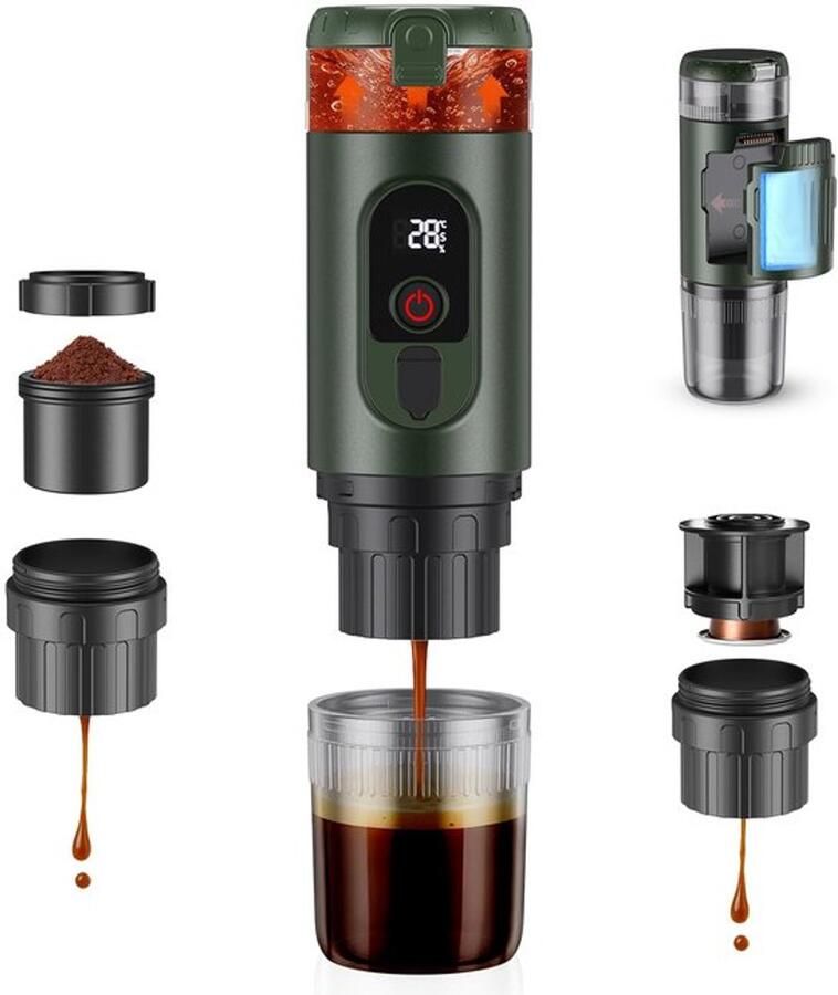 Draagbare Espressomachine Groen 60 ml Inhoud Compact Formaat Voor Nespresso Original Pads Handzaam Koffiezetapparaat