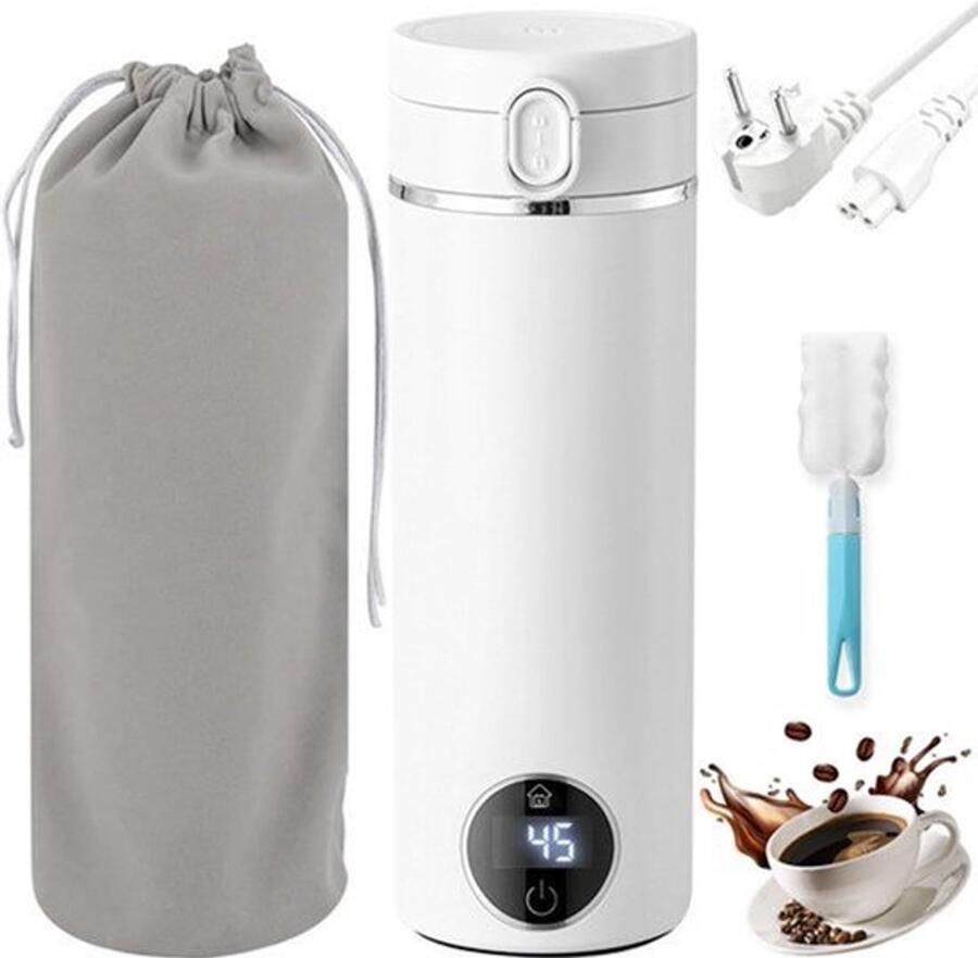 Draagbare reiswaterkoker 500 ml mini-elektrische waterkoker automatische uitschakeling anti-oververhitting 6 temperatuurinstellingen waterdichte waterkoker voor thuis hotel en kantoor