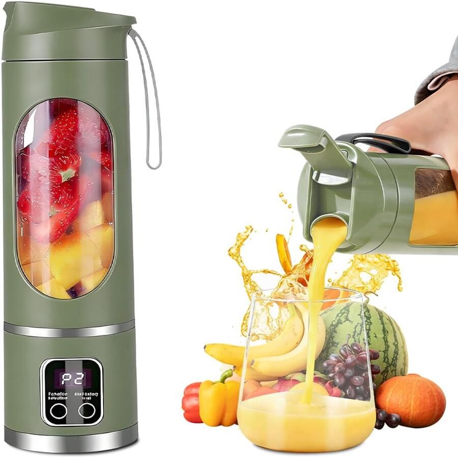 Draagbare Smoothie Maker 450ml met LED Display en Oplaadbare Batterij