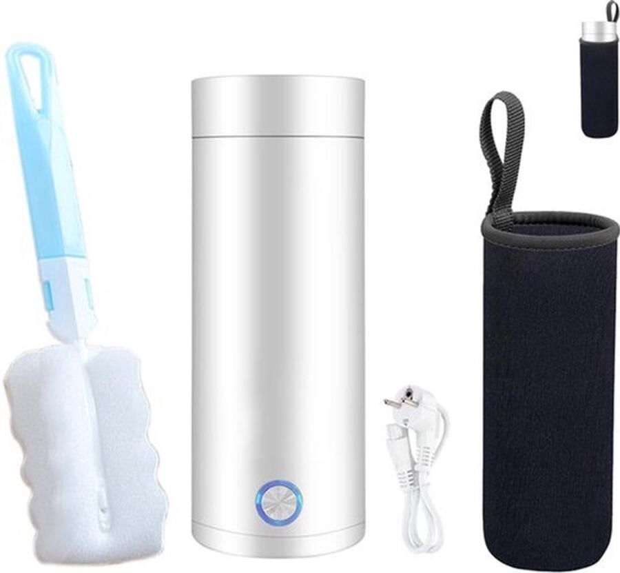 Draagbare waterkoker elektrische reiswaterkoker 400 ml 3-in-1 mini-thermoskan 304 roestvrijstalen voering voor het bereiden van thee koffie babymelk