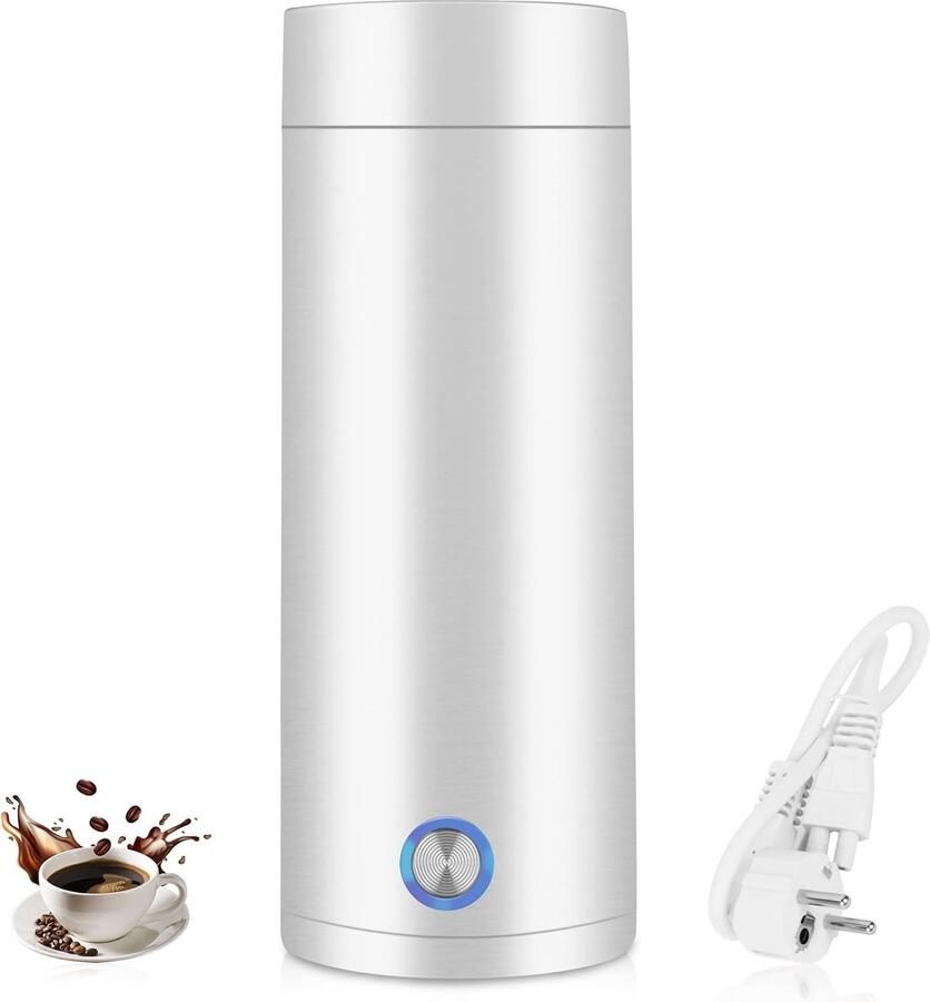 Draagbare Waterkoker Wit 400 ml 3-in-1 Mini-Thermoskan met Automatische Uitschakeling Voor Reizen en Thuisgebruik