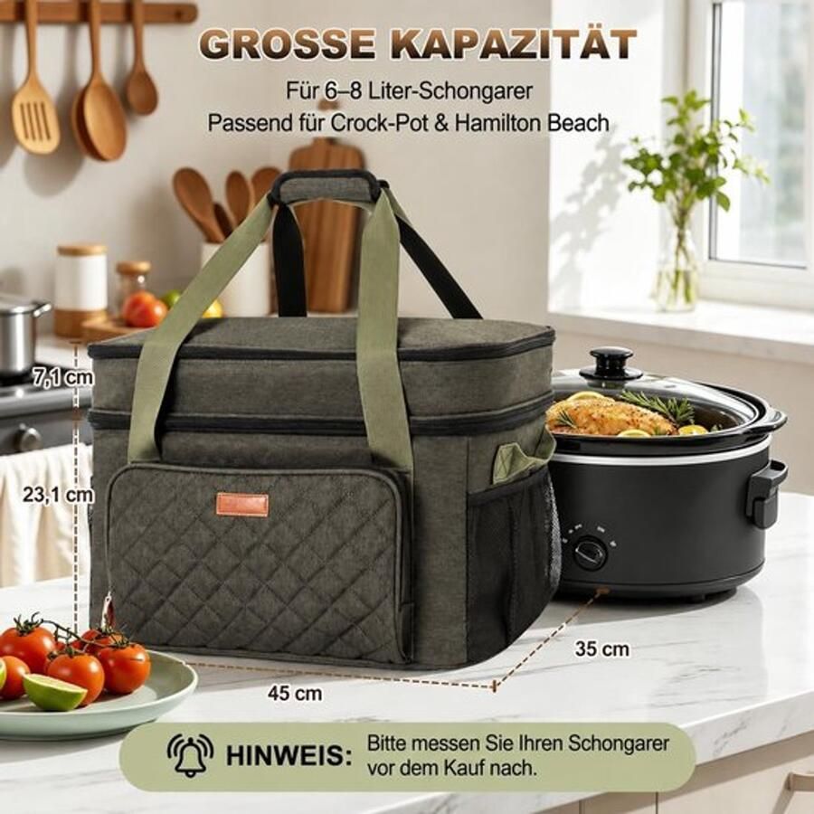Draagtas voor 6-8 Qt Slow Cooker dubbellaags en geïsoleerd