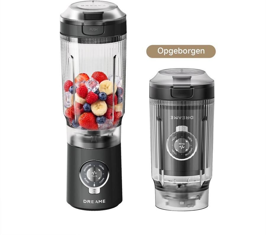 Dreame PortFresh™ Draagbare Blender 15s Smoothie BPA-vrij USB-C 880ml 5 Standen Grijs