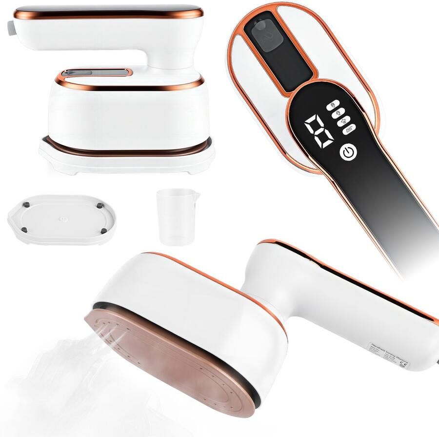 Dreamhigh Mini Strijkijzer Reisstrijkijzer Inklapbaar 1190W Draagbare Strijkmachines Nieuw 100 ML Groot Waterreservoir Sprayfunctie LED Display en 4 Stoomniveaus 15 Seconden Snel Opwarmen Reisstrijkijzer Klein