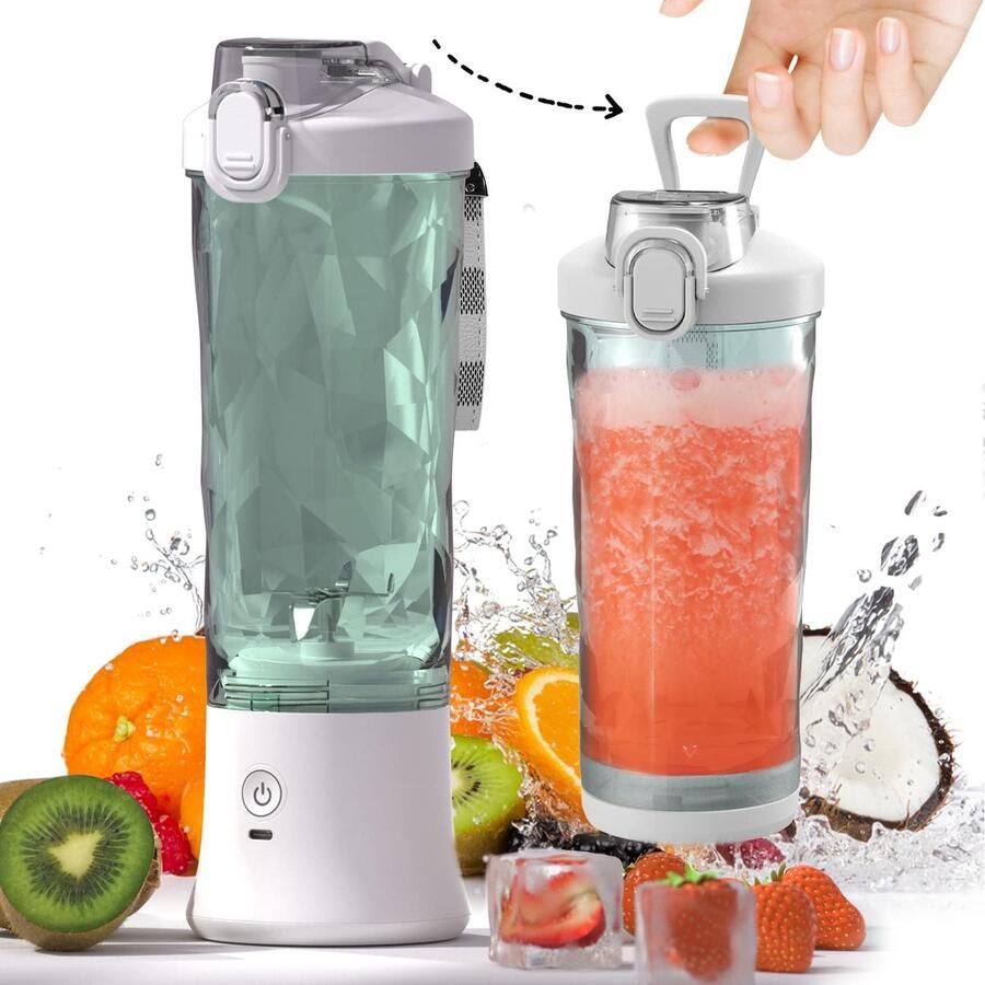 Dreamhigh Portable Blender 600ml- Mini Smoothie Maker met 6 RVS Messen 4000 mAh Mini Blender To Go Mixer Die 25 Glazen Sap Kan Persen Voor Kantoor Kamperen En Reizen