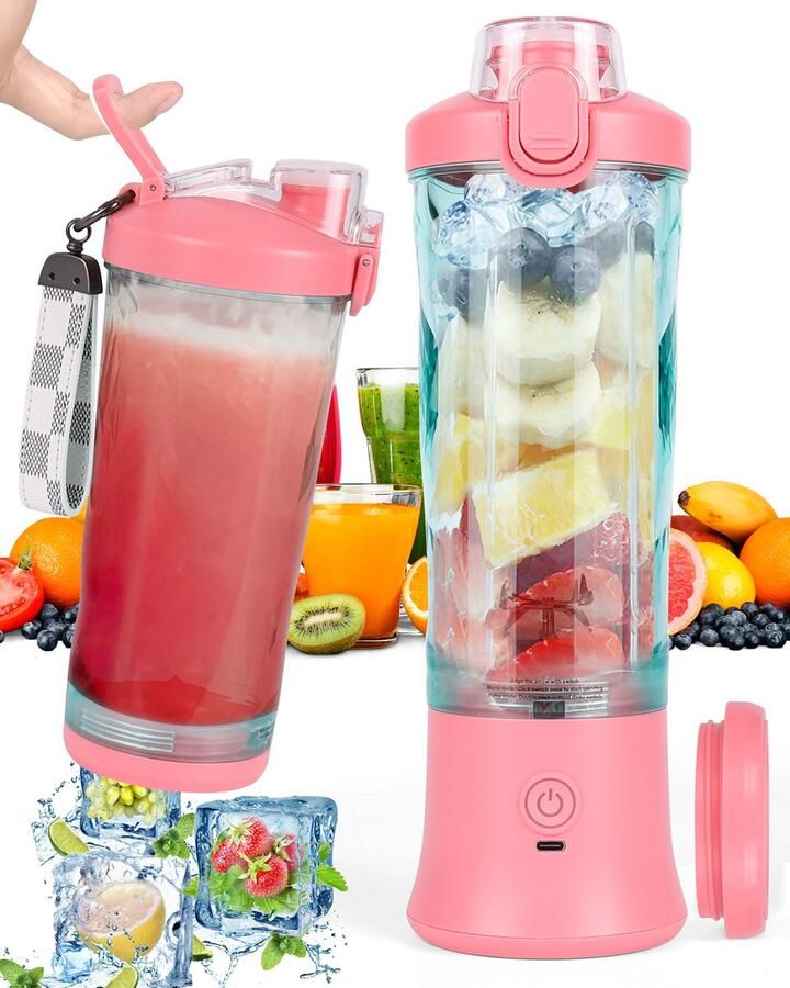 Dreamhigh Mixer Smoothie Maker 600 ml Draagbare mixer voor smoothies en shakes met 6 messen 4000 mAh mini-mixer die 25 glazen sap kan persen voor kantoor kamperen en reizen