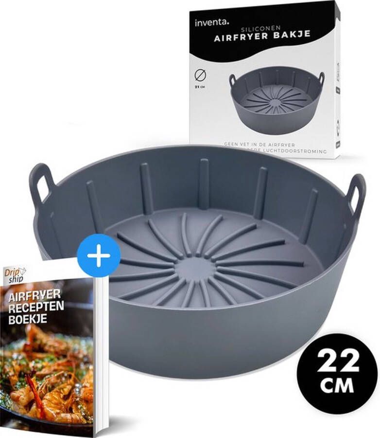 Dripship Airfryer Siliconen Bakje Airfryer Accesoires Airfryer Bakje Mandje Airfryer Bakpapier Alternatief Bakvorm 22CM Recepten E-Book
