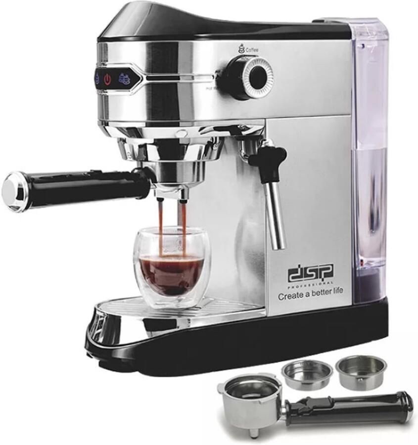 DSP KA3065 Semi-automatische Espressomachine 15 bar 1.0L Waterreservoir