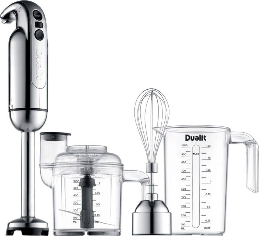 Dualit Staafmixer Set Chroom Met Hakmolen & Maatbeker