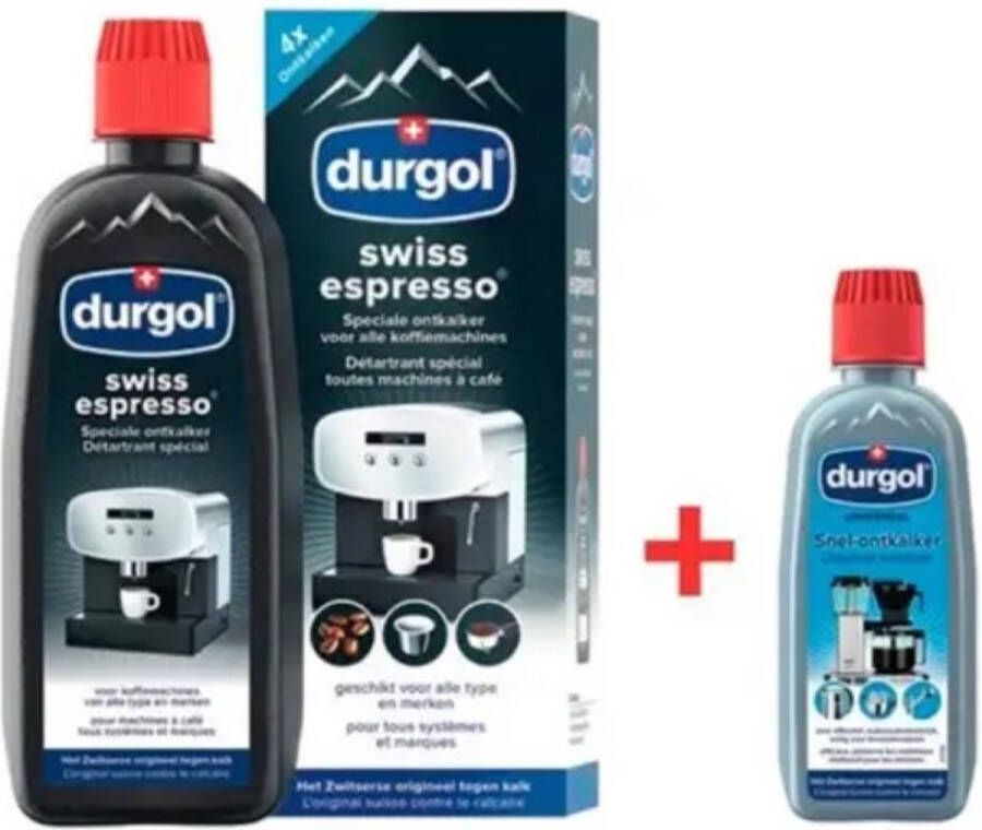 DURGOL Swiss Espresso Entkalker 500ml + Universele Snelontkalker 125ml