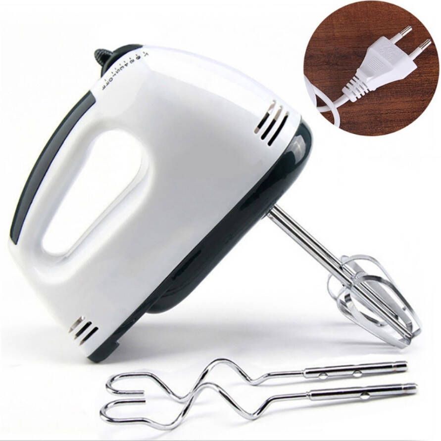 Dussdote Elektrische handmixer Staafmixer Mixer Handmixer met 7 snelheden Inclusief 2 kloppers 2 roestvrijstalen deeghaken Vaatwasserbestendig