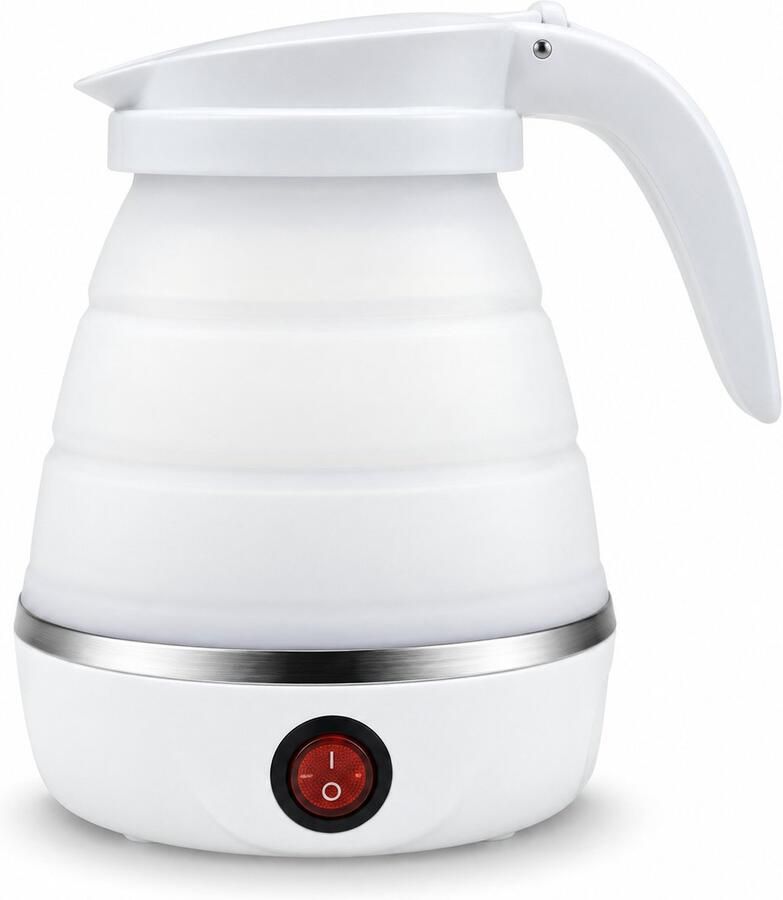 Dutch Standard Draagbare Waterkoker Reiswaterkoker- Mini Waterkoker Opvouwbare Waterketel 600ml Wit