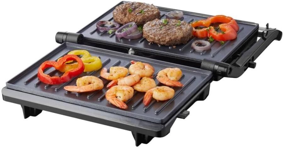 Dyna Contactgrill Met Uitneembare Platen Contactgrill Multi Grill Zwart Grijs 22cm x 28cm x 8cm