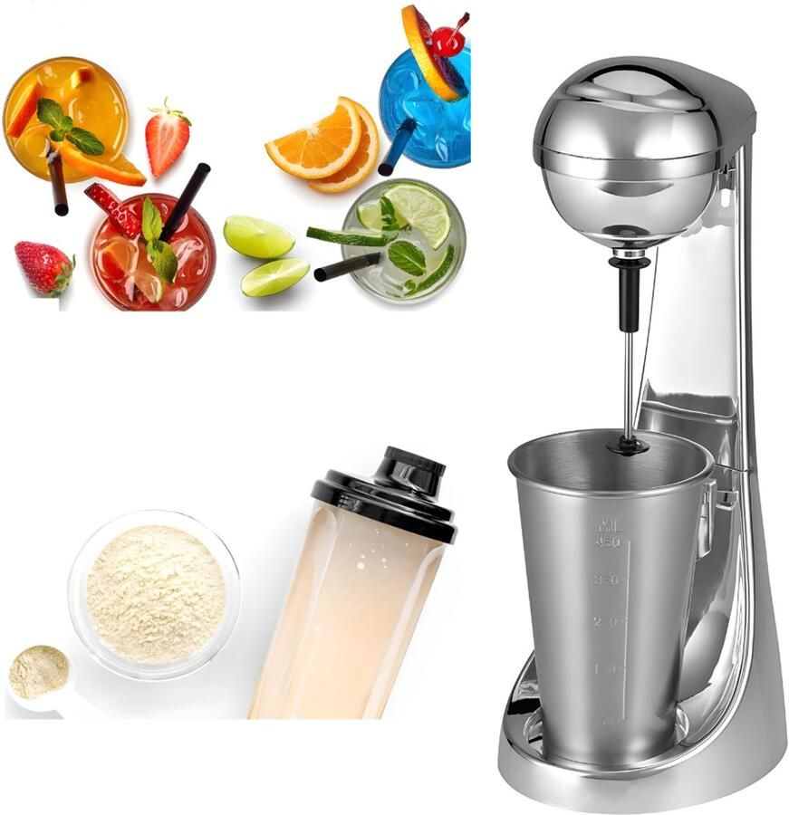 Dyna Milkshake Machine Milkshake Maker 8 in 1 Milkshake Beker 650ML 230V Mixed Super Goed Makkelijk voor Thuis 65W Zilver 18cm x 14cm x 37cm; 1.13 kg