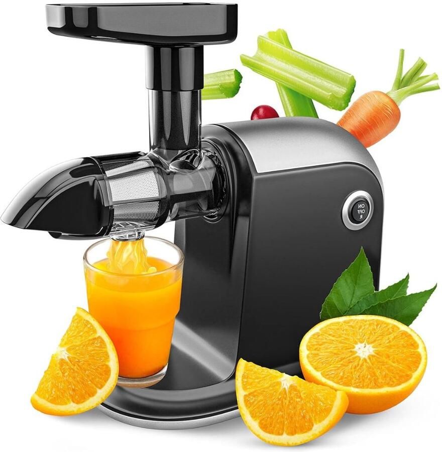 Dyna Sapcentrifuges Groenten en Fruit – Slowjuicer Universeel Gebruik – Juicer Vaatwasser Bestendig – Zwart ‎44cm x 32cm x 21cm