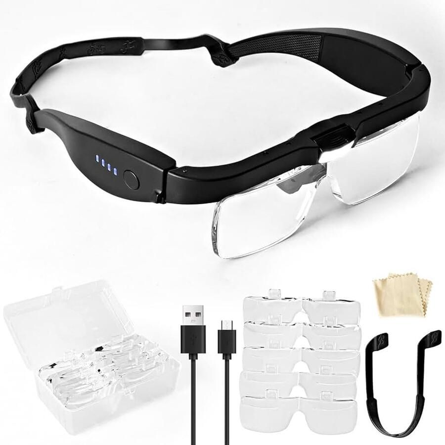 1 5 x 4 x vergrootbril met 5 glazen voor brildragers handsfree hoofdbandvergrootglas voor diamond painting juweliers knutselen en hobby's