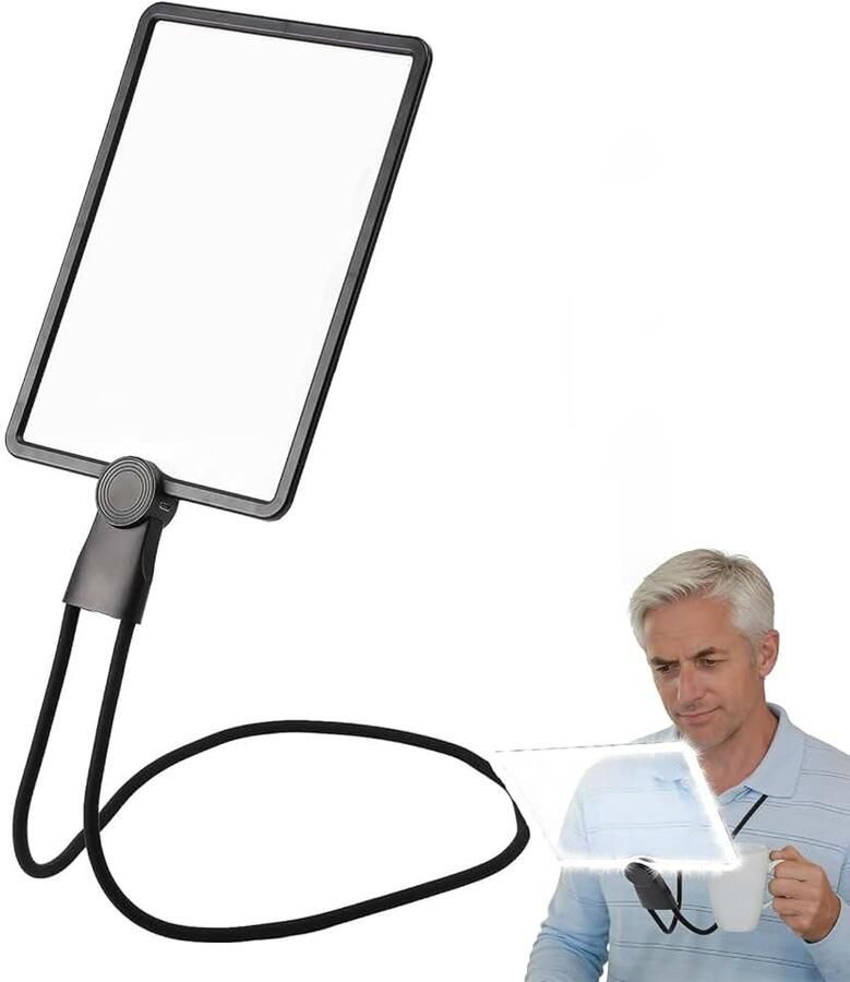 1 8 x led-leesloep met verlichting (9 4 inch) traploos dimbaar 1000 mAh batterij (3-10 uur) 3-in-1: halsband stand- en handmodus ideaal voor senioren en hobby USB-C zwart