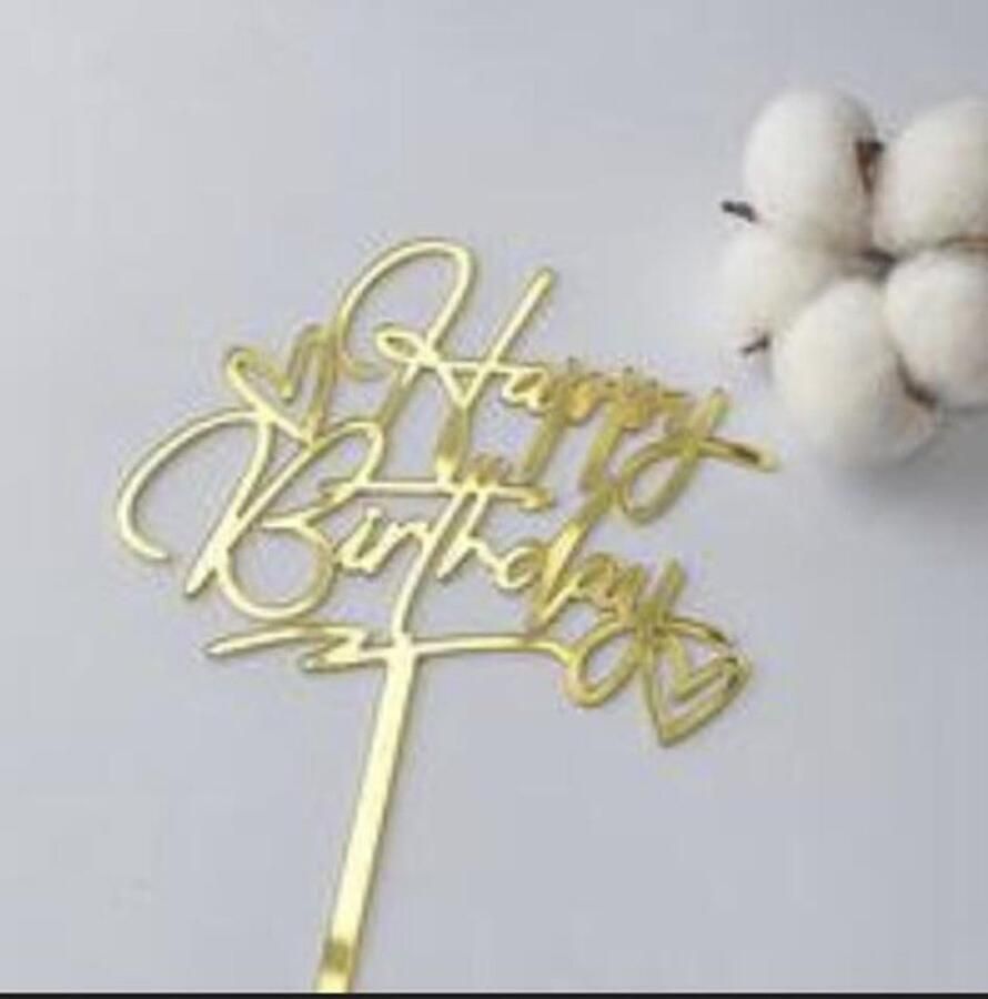1 Count Acryl Glitter Cake Decorating Toppers Happy Birthday Gold A301