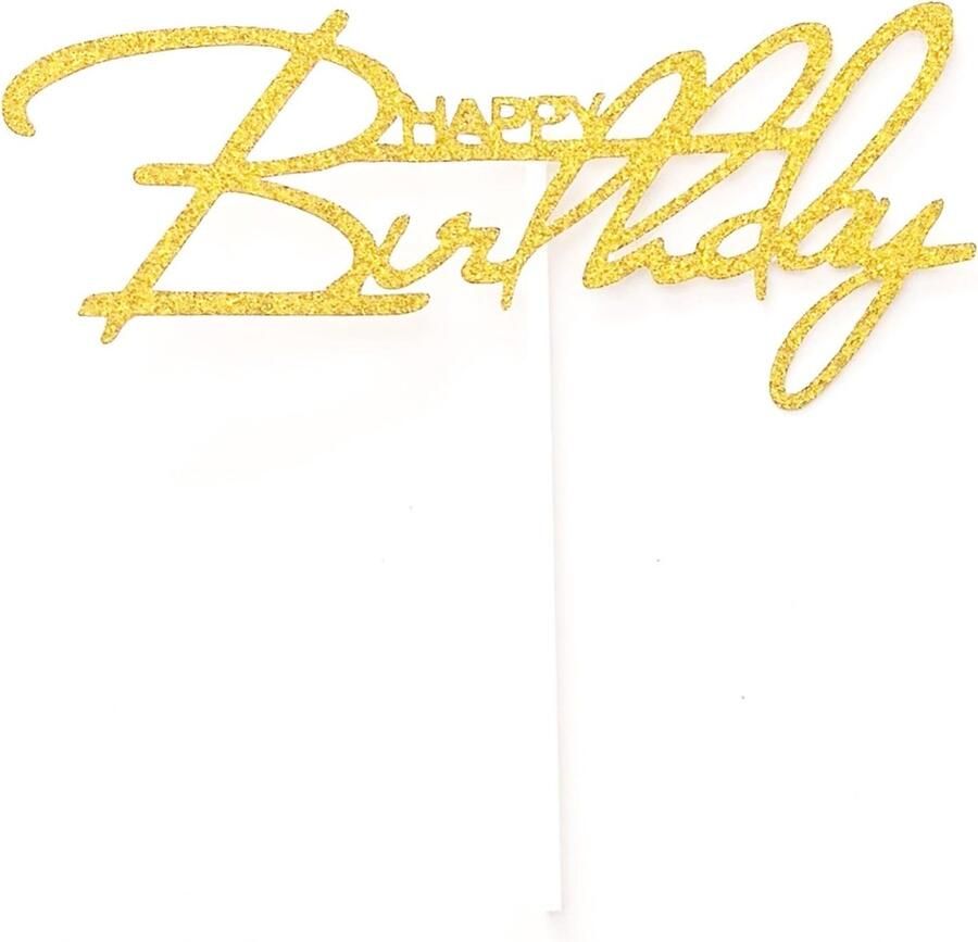 1 Count Glitter Cake Decorating Toppers Happy Birthday Gold P003