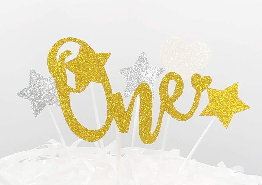 1 Count Glitter Gelukkige Verjaardag of Verjaardag Cake Decorating Topper One Goud