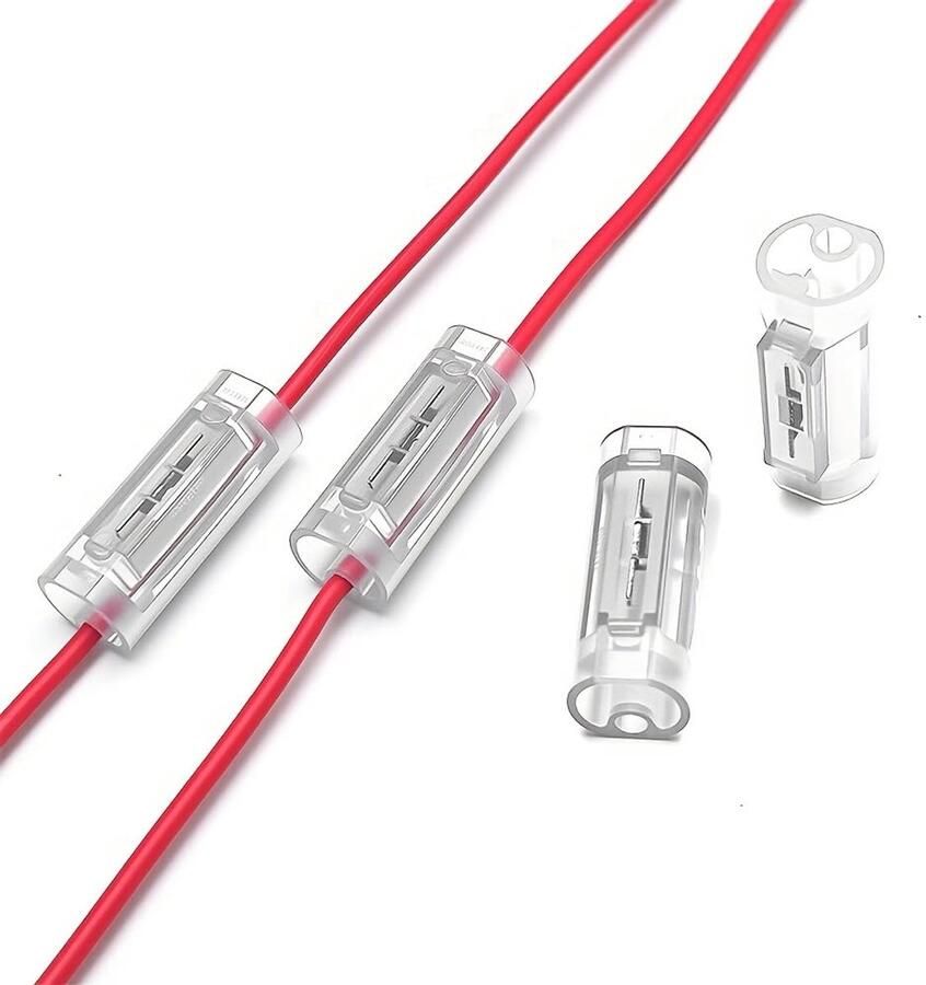 1-polige kabelverbinders 10 stuks – soldeervrije snelkoppeling voor 18-20 AWG (0 5 0 75 mm²) enkele draad-naar-draadconnectoren transparante pc-behuizing voor auto- en industriële bekabeling