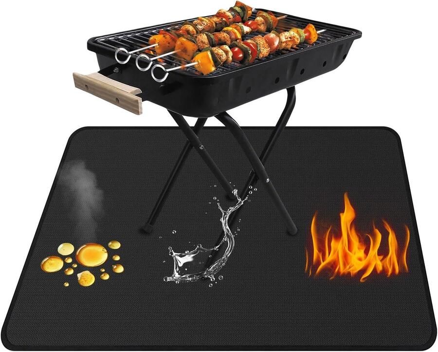 1 stuk 40x60cm Hittebestendige Mat Premium BBQ Mat voor Camping Grillen & Outdoor Grillen Duurzame BBQ Lakens Matten (zwart)