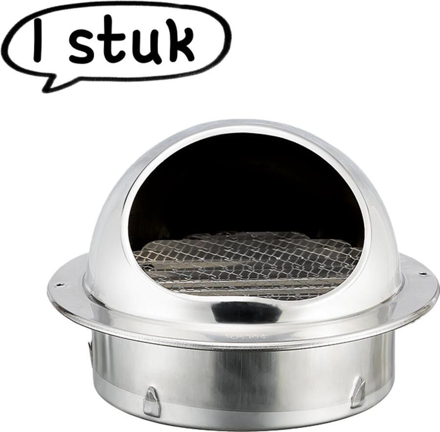 1 stuk Afvoerventilatie Roestvrijstalen ventilatiekap luchtuitlaat in de buitenmuur Afdekking afvoerventilatie weerbestendige afdekking Afzuigkap afvoerpijp met terugslagklep 120 mm 201 Zilver