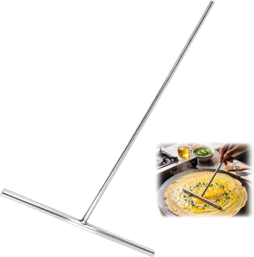 1 stuk deegverdeler pannenkoekenverdeler van roestvrij staal met 20 cm diameter en lang handvat voor gelijkmatig verdelen van crpetdeeg palaatham en eiercakedeeg