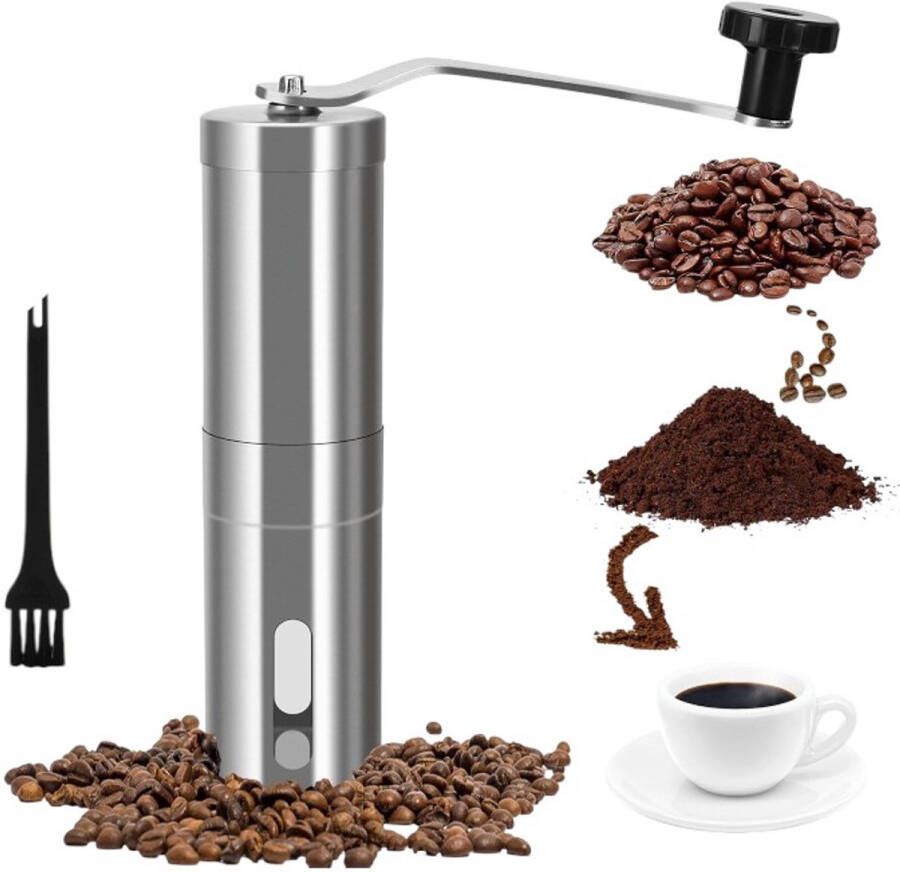 1 stuk Handkoffiezetapparaat Koffiemolen Zilver Handmatige koffiemachine Roestvrij staal 4 8 * 4 8 * 18 8 cm Roestvrijstalen koffiezetapparaat Geschikt voor reizen thuis en kamperen Geschikt voor espresso en French press koffie