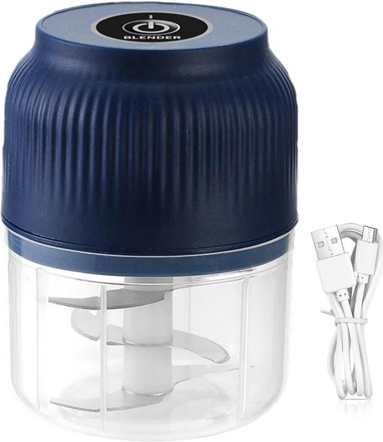 1 stuk Multifunctionele hakmolen Blauw Elektrische vleesmolen 12*8 cm Draadloze automatische hakmolen Knoflookhakker Draagbare hakmolen voor thuisgebruik Met USB-oplaadfunctie Geschikt voor thuis en in de keuken