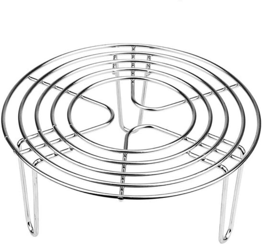 1 Stuk Ovenrooster Ronde Stoomrek Roestvrijstalen Stoomrek Keukenonderzetter Grill Koelrek voor Bakken Inmaken Koken 16 x 16 x 7 cm（zilver） - Foto 1