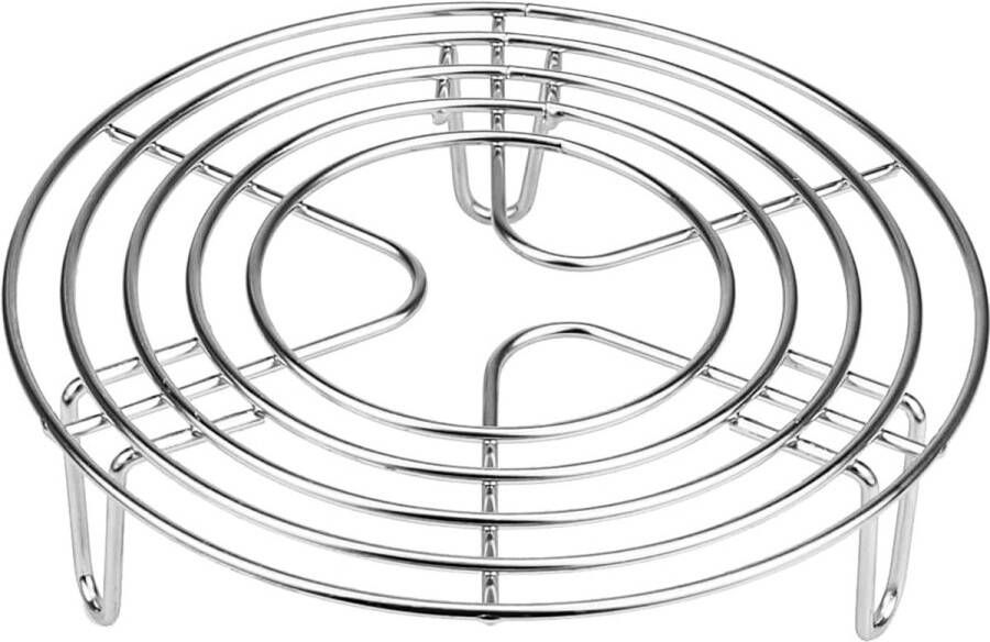 1 Stuk Ronde Pot Stoomrek Roestvrijstalen Stoomrek Keukenonderzetter Grill Koelrek voor Bakken Inmaken Koken 16 x 16 x 4 cm（zilver）