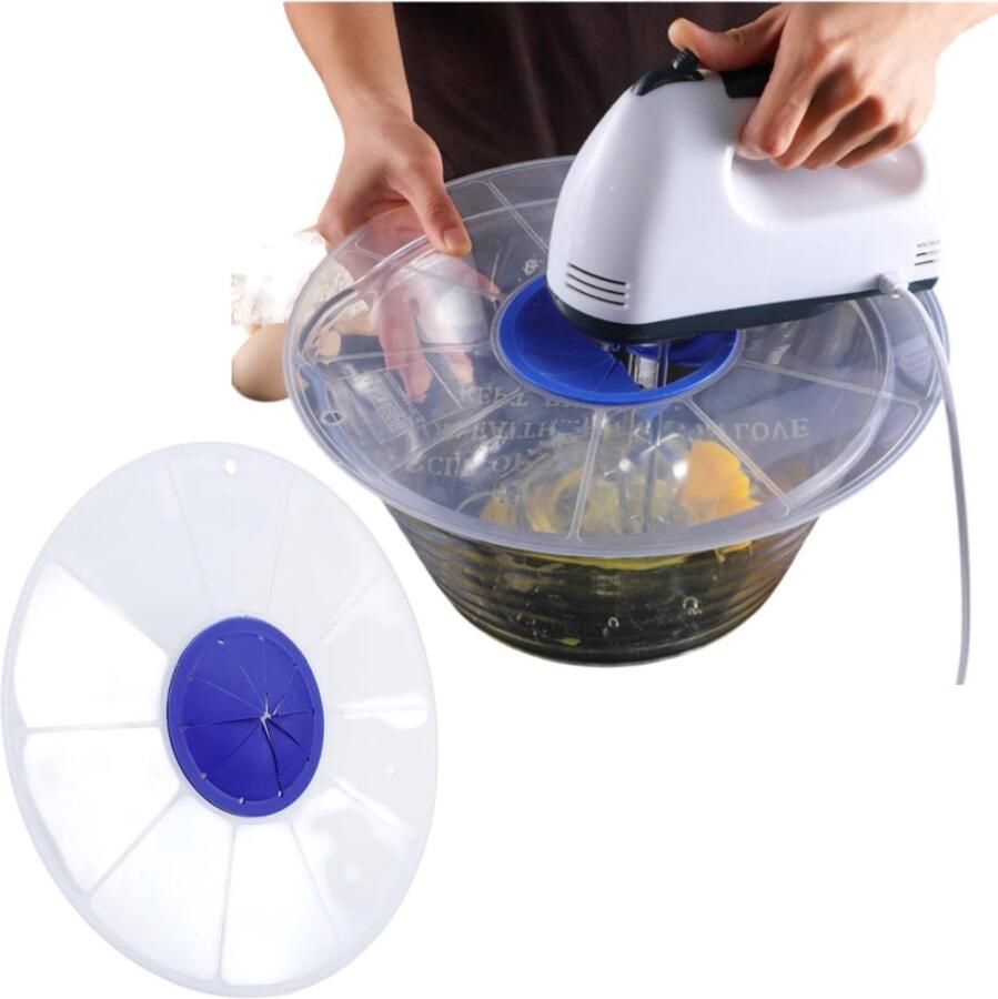 1 stuk Spatdeksel voor blender Siliconen materiaal Spatdeksel voor mengkom Spatbeschermer voor in de keuken 30 48 cm Geschikt voor de meeste handmixers en staafmixers Blauw