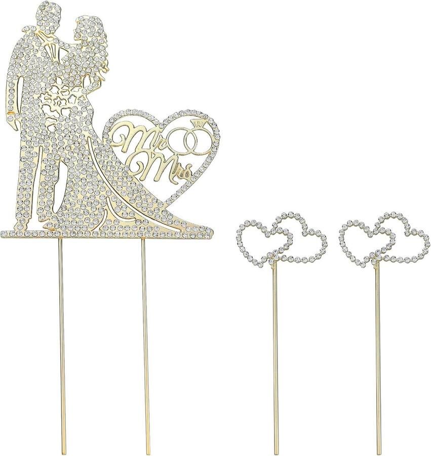 1 stuk taarttopper bruiloft taartsteker taartdecoratie met strass decoratie Mr & Mrs taarttopper bruiloft gepersonaliseerd bruidstaart topper deco voor verloving party